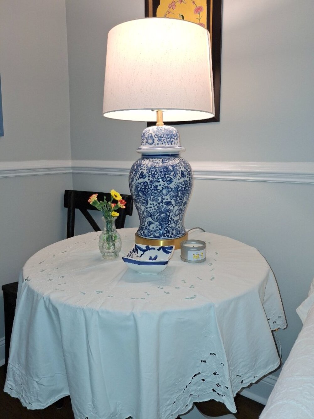 Cotton Islet Embroidered 44 x 44 inches Circular Table Cloth